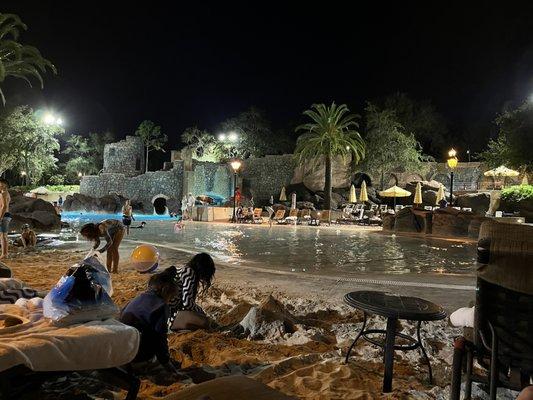 View from lounge surface by pool