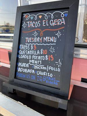 Menu (Tuesday)