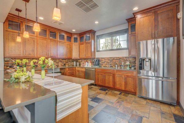 Kitchen with stainless steel appliances