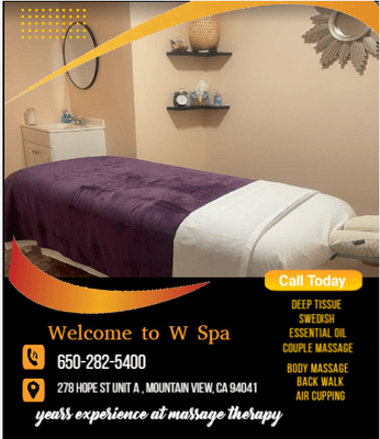 Our traditional full body massage in Mountain View, CA
includes a combination of different massage therapies like 
Swedish Ma...