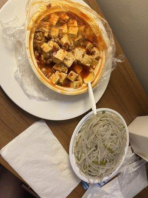 Mapo Tofu and Shredded Potato with hot peppers