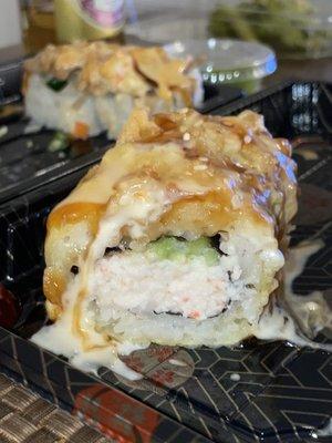 Baked salmon roll, I think...? Didn't really see the salmon, just the thick layer of fried rice around it.