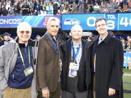 Dr. Stieg at Super Bowl XLVIII, He can be found on the sidelines as one of the NFL's neuro-consultants.