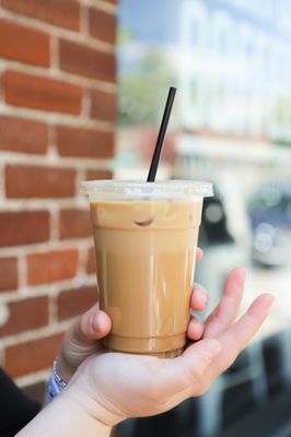 Iced latte - available for here or to go!