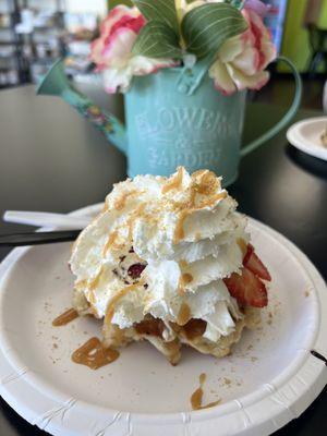 Strawberry Cheesecake Waffle Cake