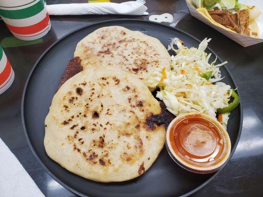 Pupusas with salsas and slaw!