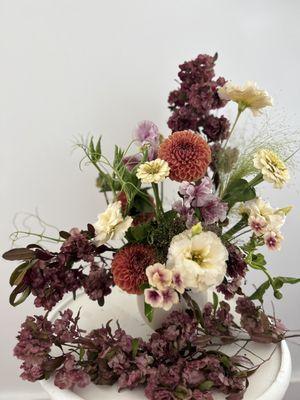 Holiday arrangement, Coffee table flower arrangement in vivid and warm colors