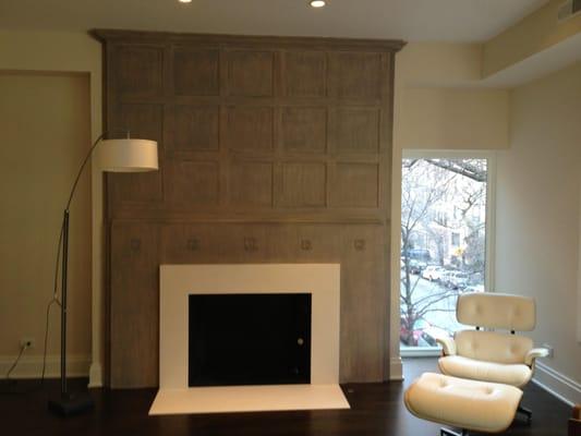 New stone surround and hearth.
 Wood Work Details with stain and finish.