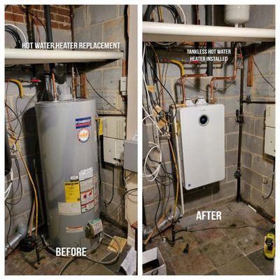 Standard Hot water heater replaced with a tankless hot water heater