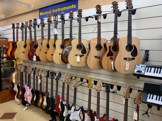 Great selection of guitars and musical instruments.