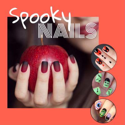 Many ideas and designs for this 2019 Halloween. Mani-Pedi services available