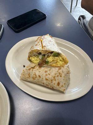 Breakfast burrito, little to no meat in it!