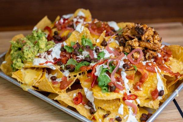 Loaded nacho platter.