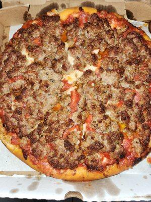 Medium Pepperoni and Sausage pizza