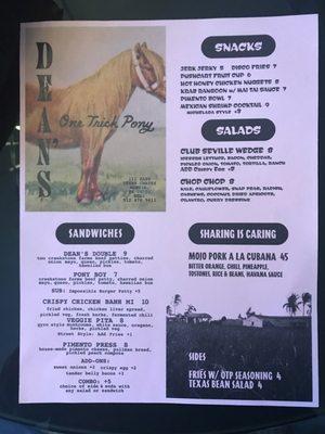 Menu front page