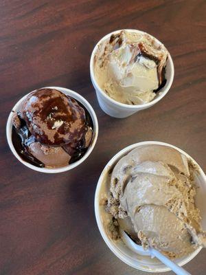 Sugar free ice creams: double chocolate, butter pecan, coffee chip