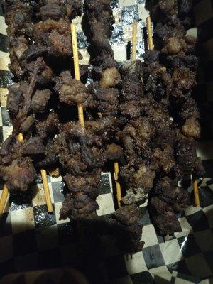 Postmates photo of the beef skewers and what will be what you actually recieve