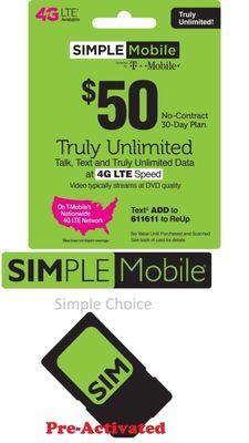 3 months with $50 Plan $80.00 Limited Time Special Promo  Simple Mobile $80 for 3 months with $50 Plan Truly Unlimited 4G LTE gtiaveu@gmail.