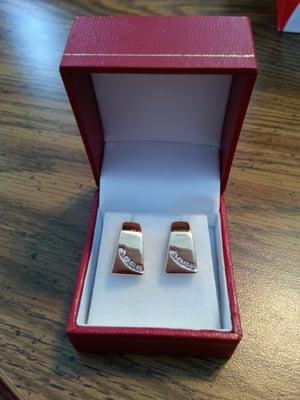 Custom earrings made from my late mother's wedding ring. GORGEOUS!  Perfect craftsmanship,  affordable and fast.