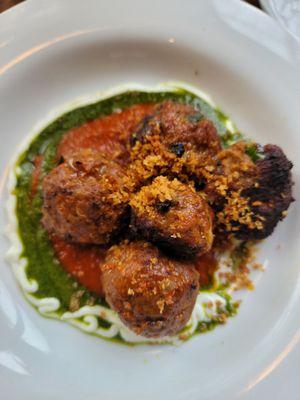 Lamb meatballs stuffed with cheese