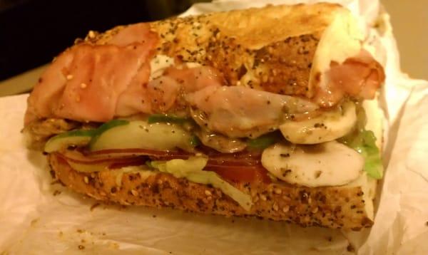 Fully loaded toasted Dagwood sub sammich