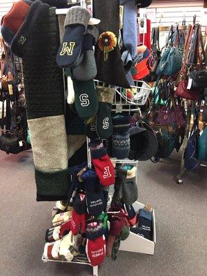 Cute selection of spirit wear mittens at Cobbler's Corner.