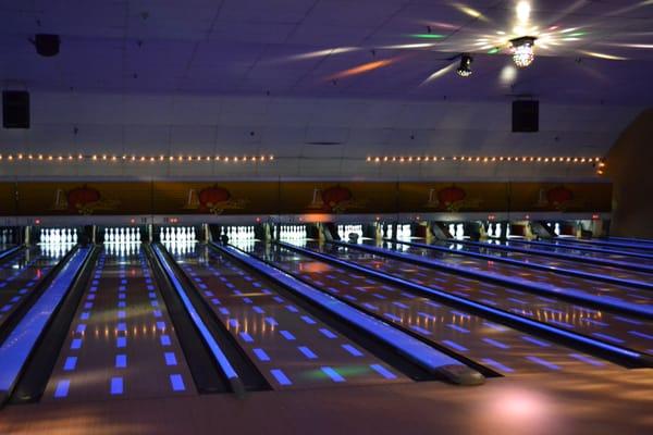 Bowl with the lights our and the laser lights on.  Every Fri Nite, Saturday & Sunday