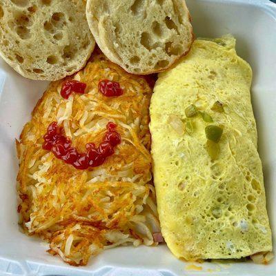 Western Omelette w/ Hashbrowns & English Muffin