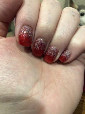 Christmas Nails with silver waterfall.