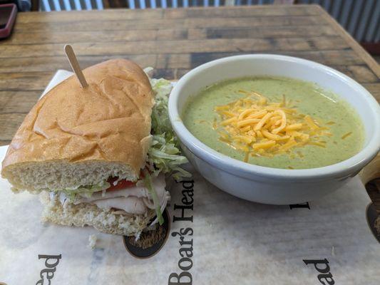 Turkey Relish sandwich and Broccoli Soup