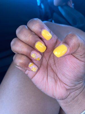 Thick looking nails cause there's still acrylic.