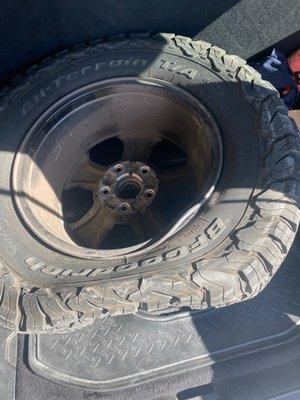 Wheel was bent during collision and never repaired