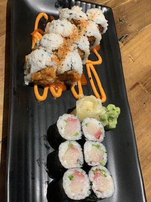 Classic Rolls : Top - Spicy Tuna Roll, Bottom: Hamachi scallion roll