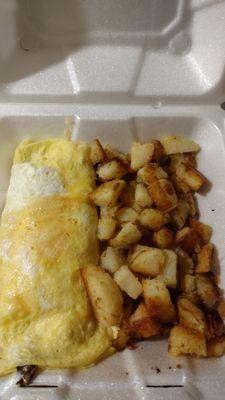 Veggie omelette with home fries