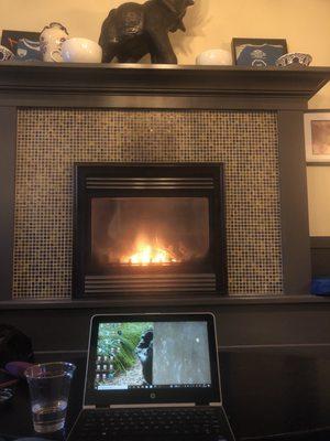 Obsessed with the fire place. Not a bad place to work!