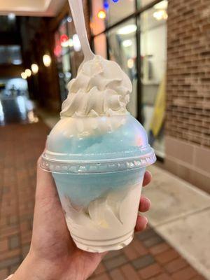 Small Water Ice Rocket with Cotton Candy Water Ice and Vanilla Frozen Custard