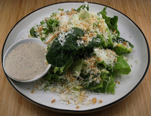 Talespin Ceasar: Kalera Farms Butter Crunch & Baby Romaine, Parm, Garlic Breadcrumbs, Umami Caesar Dressing