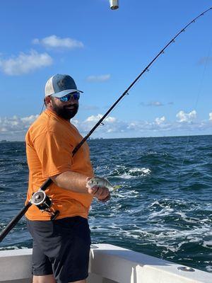 Captain landing the colossal of all fish.