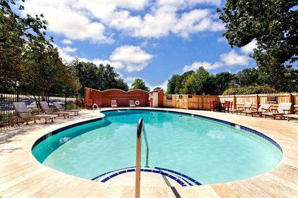 Poolside at the Markham Oaks apartments in Little Rock, Arkansas.