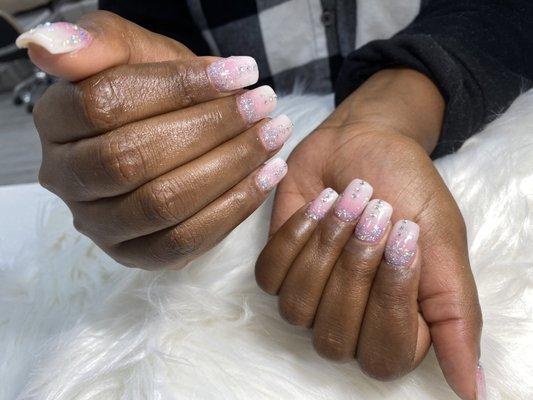 Ombre Glitta and bling like cardi b nails