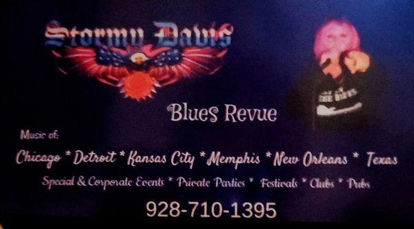 Newest business card! There are many more genres of blues than I listed but you get the drift!