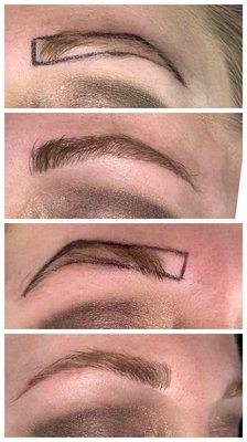 Before and after brows with layout