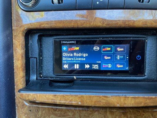 Dirt and grime in and around the radio display in the center console.