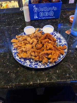 Bbq dry rub and raspberry habenero boneless wings!