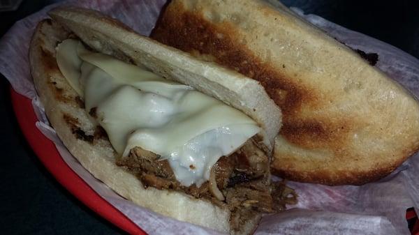 Cheesesteak with mushrooms and provolone.