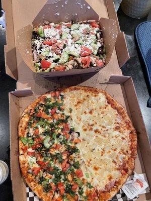 Chicken Tikka/Tropicana pizza and Greek Salad!