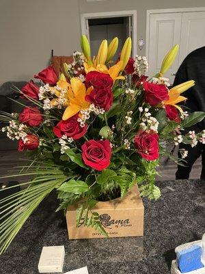 Beautiful flowers my son got his girlfriend.