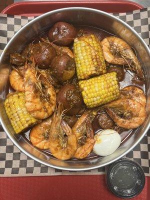 Shrimp boil bag portion