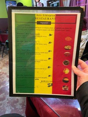 Veggie Menu