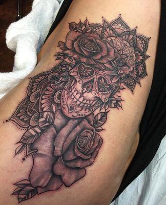 Rib cage to lower hip tat.